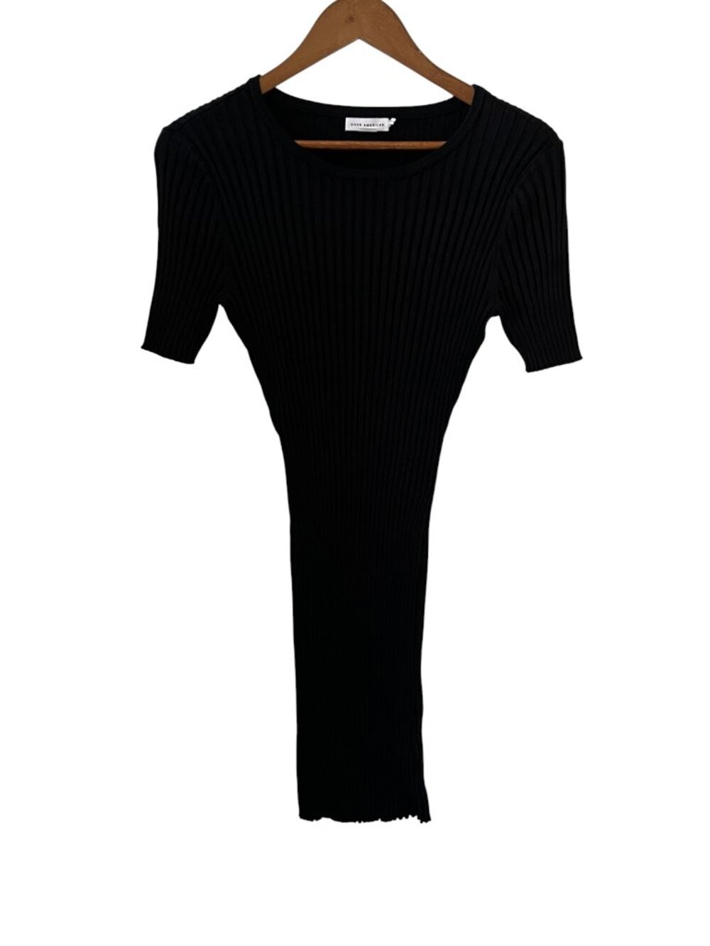 Good American Ribbed Cutout Bodycon Mini Dress In Black Size 3/4 (L/XL)